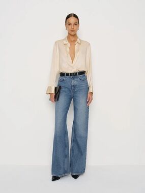 Reformation Cary Wide Leg High-Rise Blue Women’s Jeans 25s